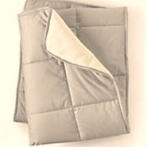 Throw blanket quilted cotton Land’s End Pureloft reversible NWT